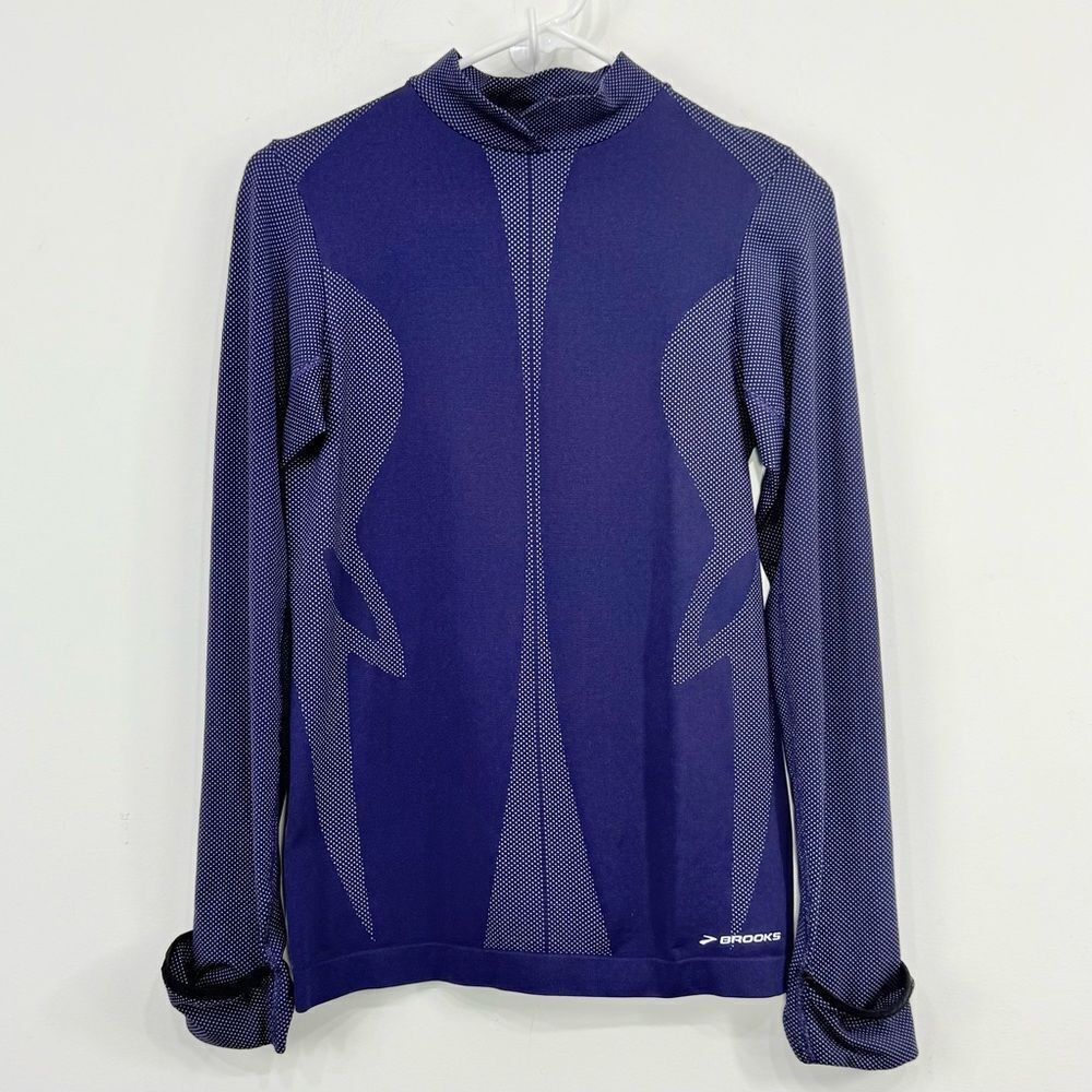 Brooks Equilibrium X Static Purple Fit Stretch Mitten Cuff Running Athletic Top
